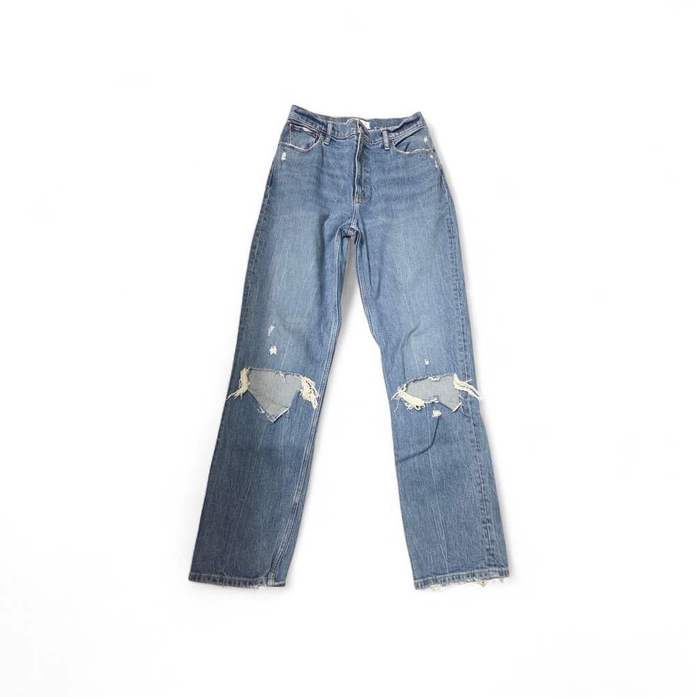 Abercrombie & Fitch Light Blue Distressed Straight Jeans
